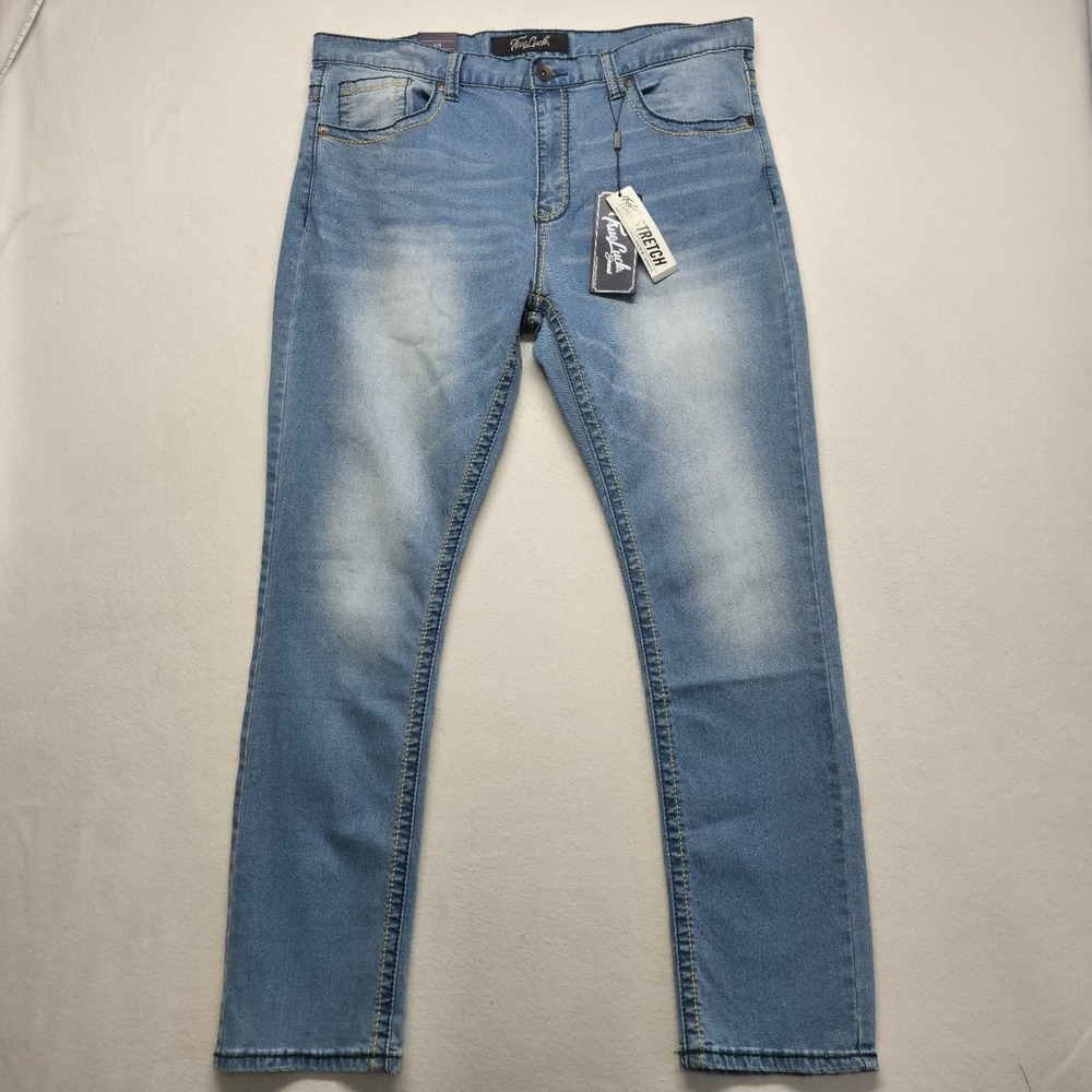 True Luck Men's Stretch Slim Fit Denim Blue Jeans Size 38x32 NWT